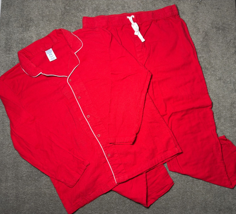 Fruit of the Loom Pajamas Mens XL Red 100% Cotton Lounge Set Christmas Holiday